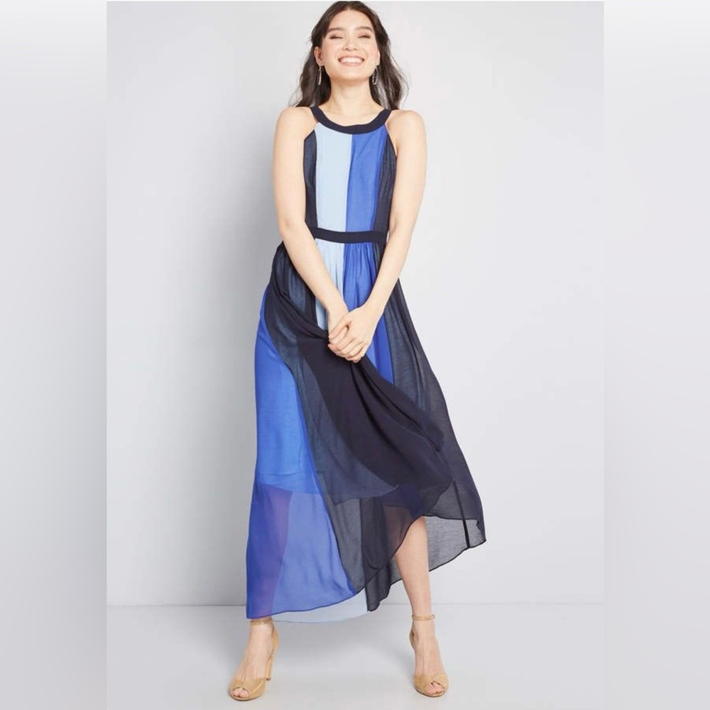 Modcloth Peachy Queen Blue Elegant High-Low Maxi Dress NWT Size: Small